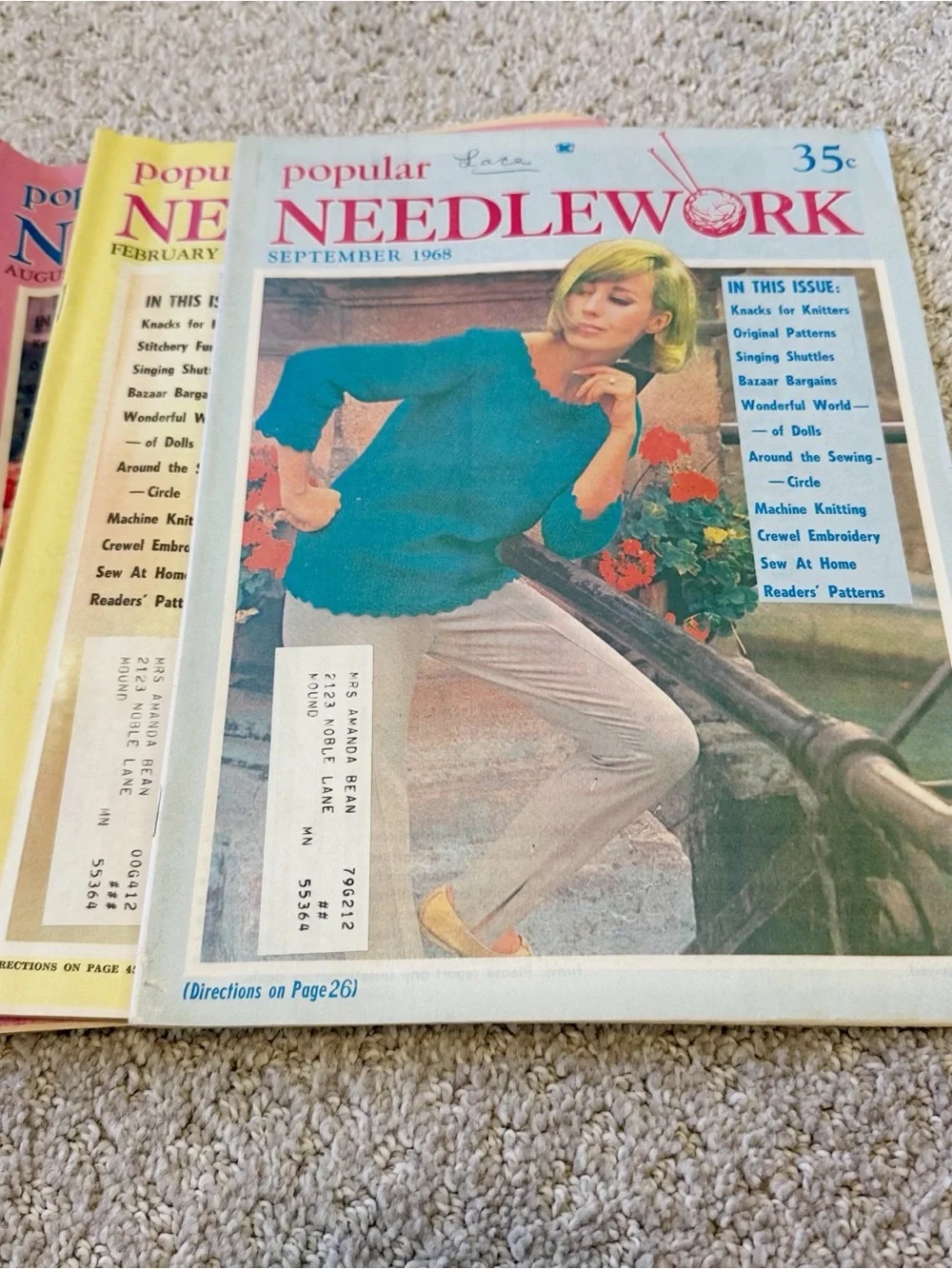 Popular Needlework Magazine Sept 1968 Aug 1969 Nov 1969 Feb 1970 - Lot of 4